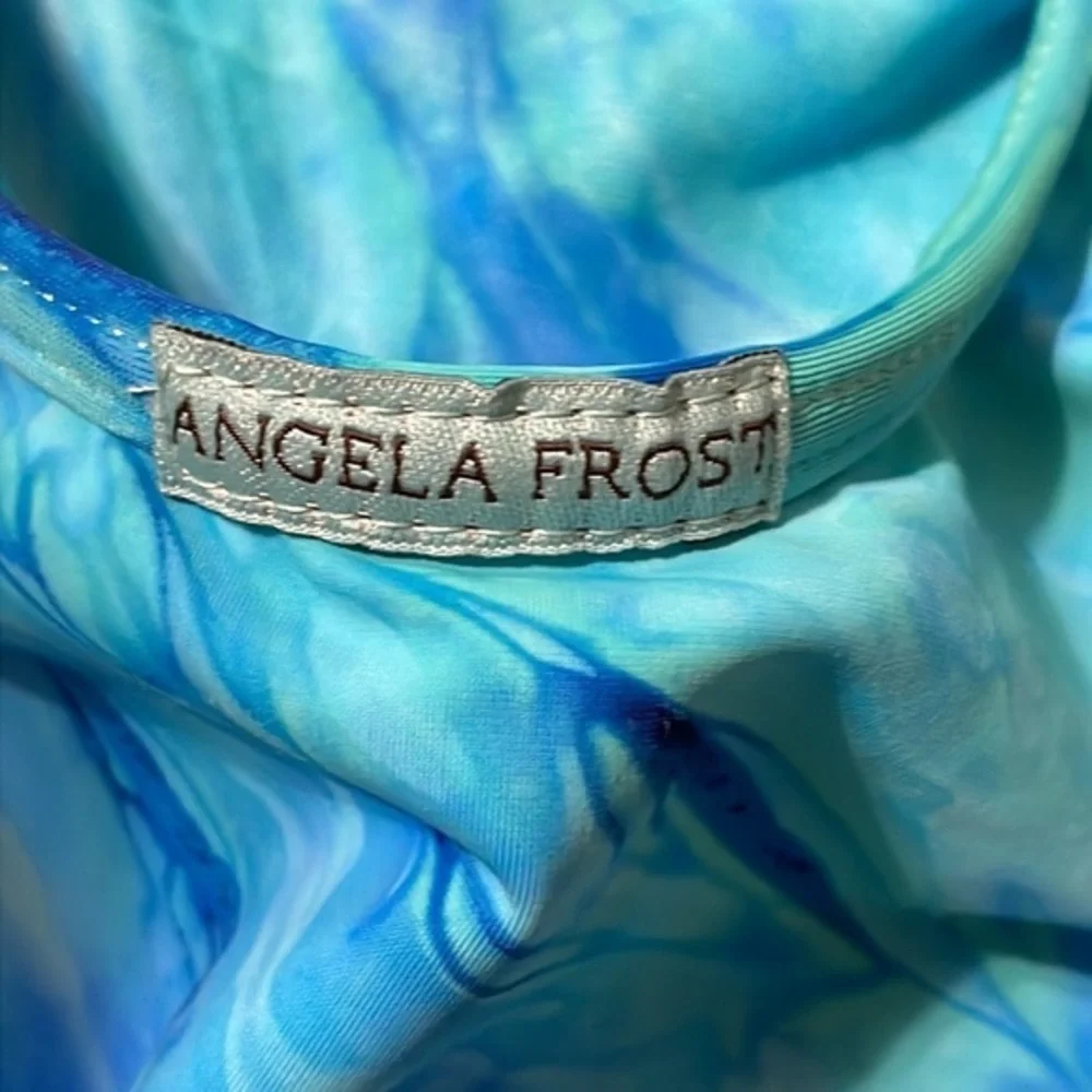 FrostCool Swim by Angela Frost asymmetrical one piece bathing suit. Girls 14.EUC